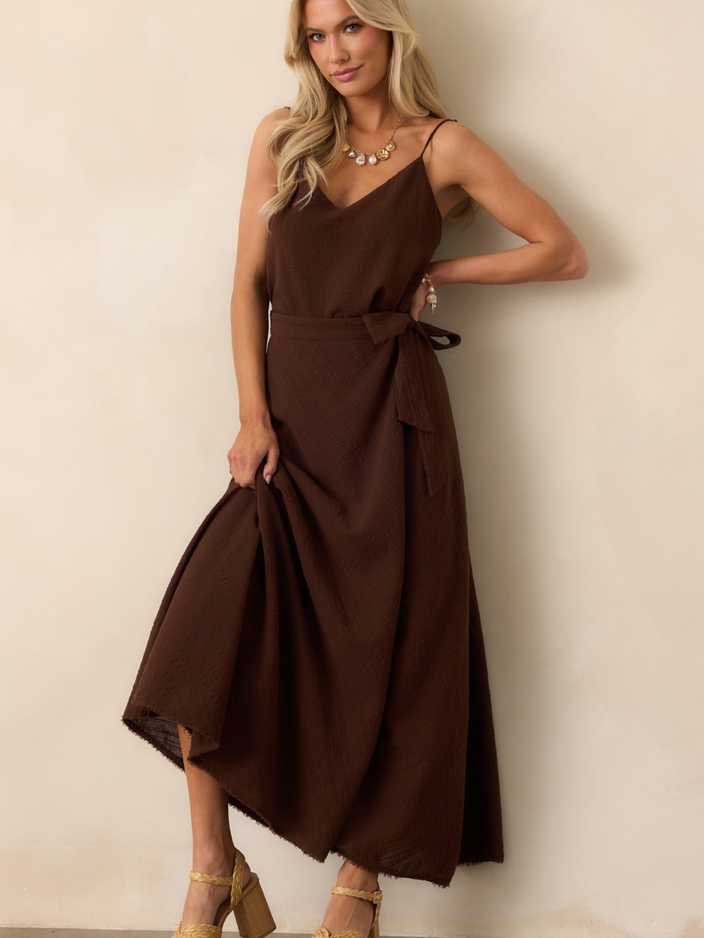 Z Supply Brown Salerno wrap skirt & cropped tank - Picture 2 of 11